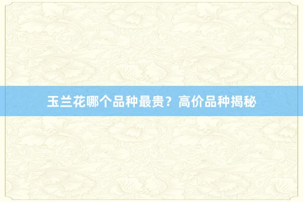 玉兰花哪个品种最贵？高价品种揭秘